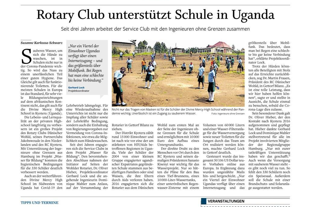 So unterstützt der Rotary Club Dänischer Wohld eine High School in Uganda – Quelle httpswww.shz.de34042582 ©2021
